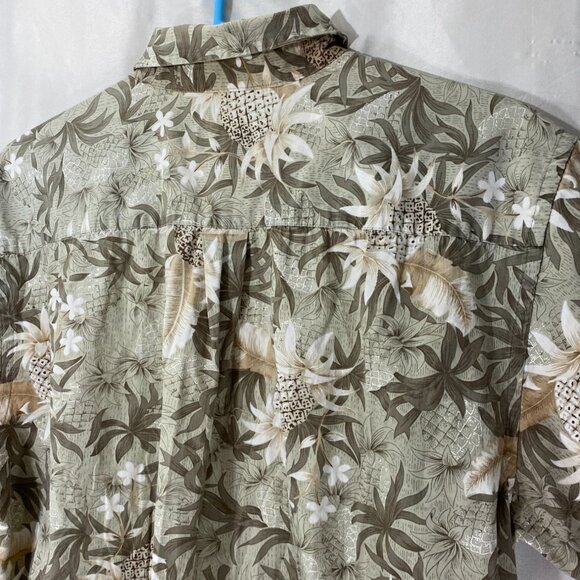 David Taylor Mens Hawaiian Shirt Large Beige Floral Button-Up Short Sleeve Y2K - Picture 5 of 7